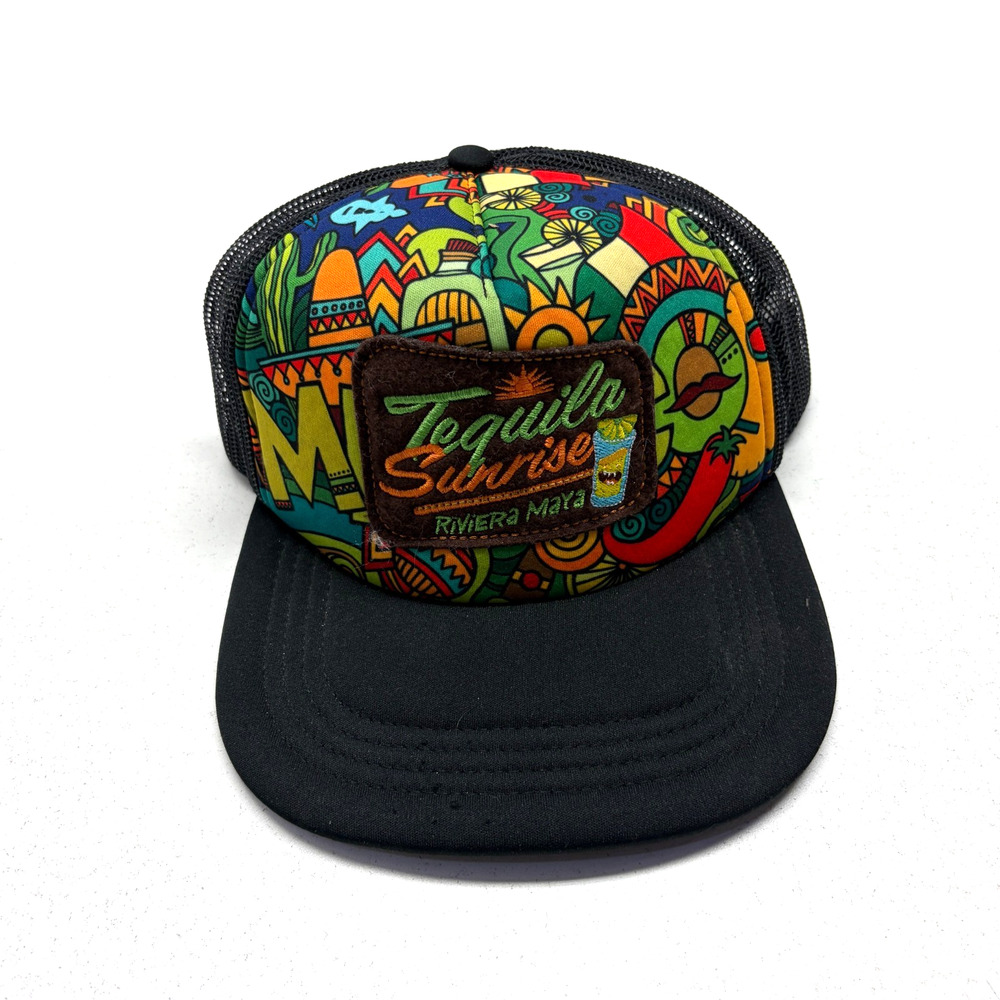 Tequila Sunrise Riviera Maya Snapback Trucker Cap COLORFUL Banana Bay Travel Hat